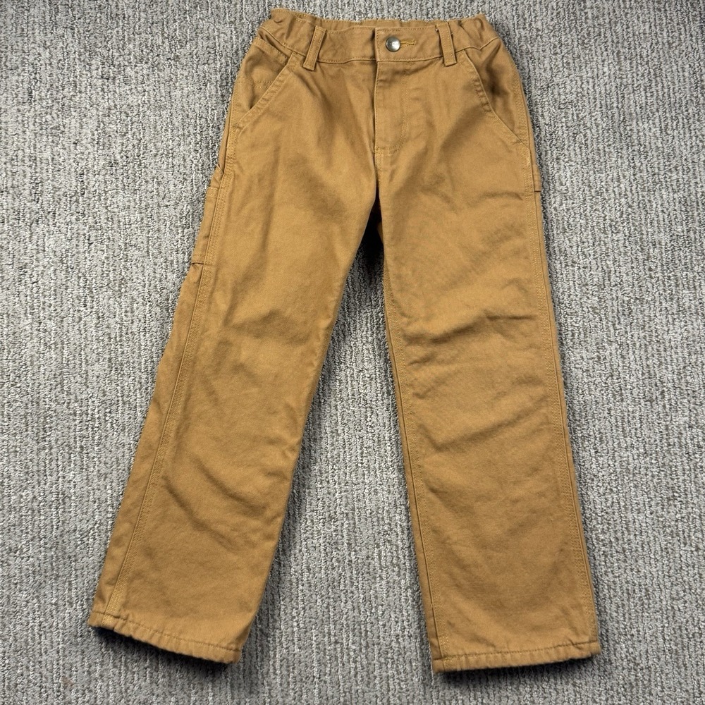 Carhartt Youth Boys 6 Canvas Dungaree Flannel Lined Pants Adjustable Waist